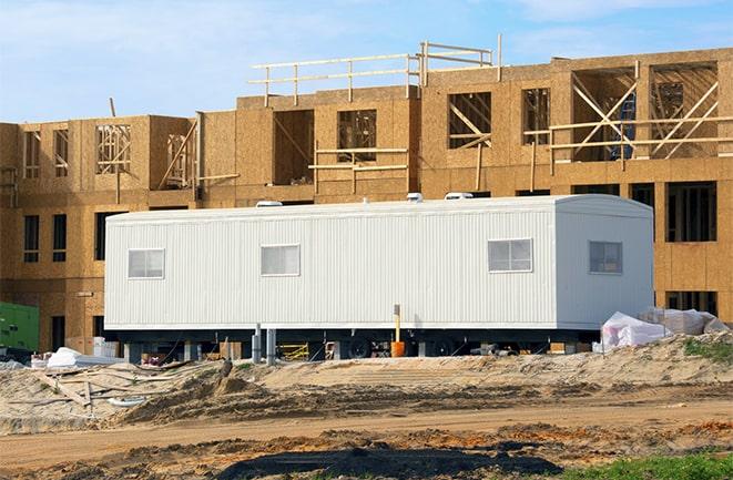 construction office rentals with signage for leasing information in Brentwood